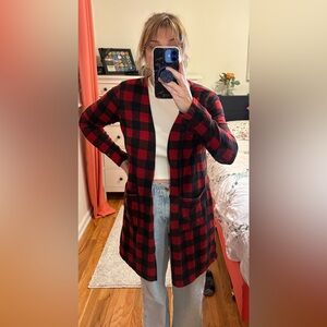 Sew In Love Red and Black Plaid Cardigan